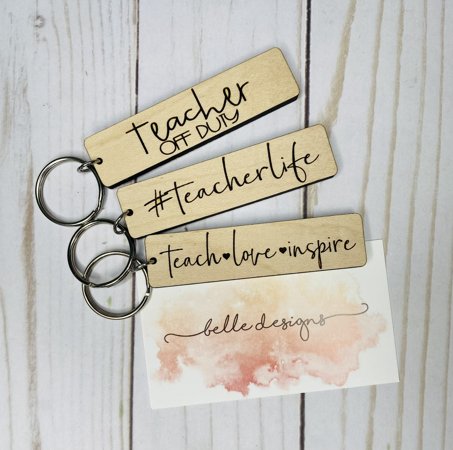 Teacher Keychains - Wood