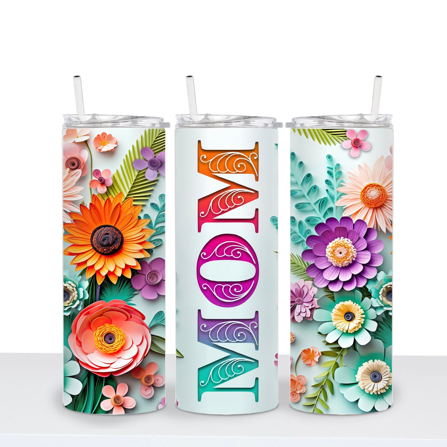 Paper Flower Skinny Tumbler