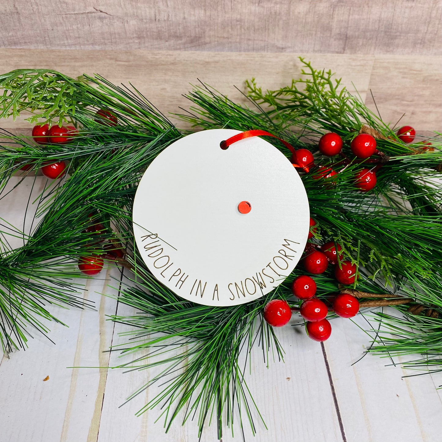 Rudolph in a Snowstorm Ornament