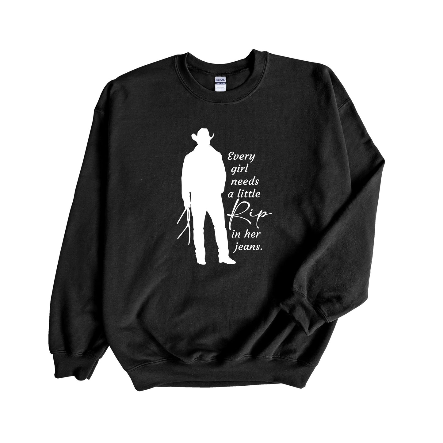 Rip in her Jeans Crew Sweatshirt