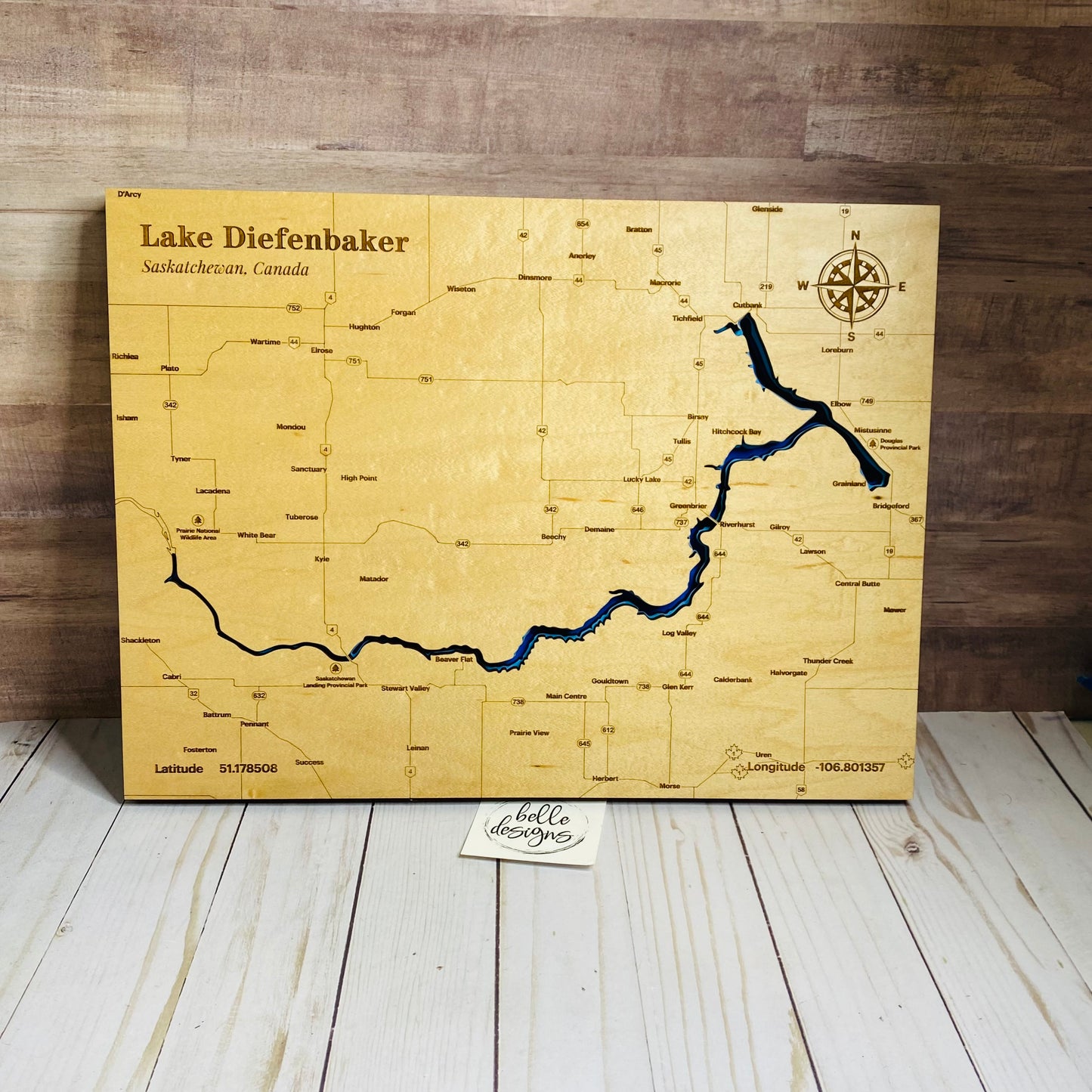 Lake Diefenbaker Topographic Map Sign