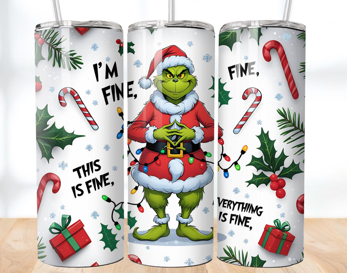 Grump I’m Fine Skinny Tumbler