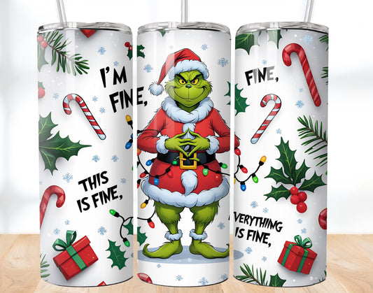 Grump I’m Fine Skinny Tumbler