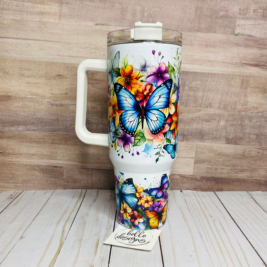 40oz Floral Butterfly Tumbler