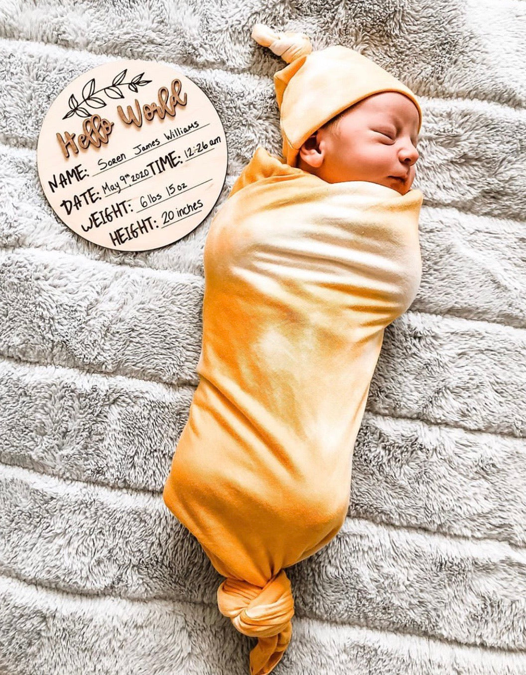 Wood Baby Announcement