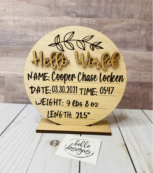 Wood Baby Announcement
