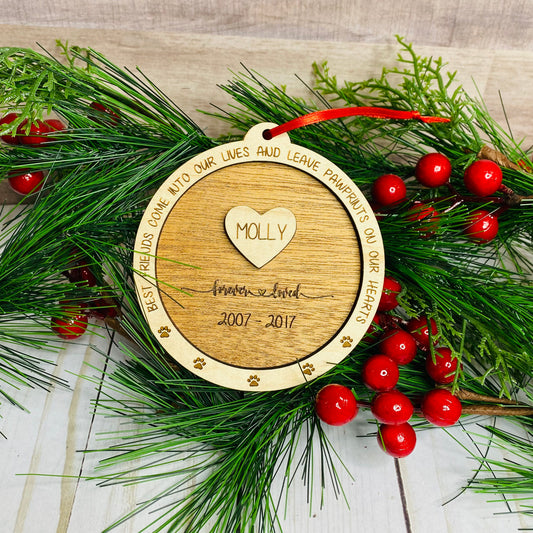Paw Prints On Our Hearts Ornament